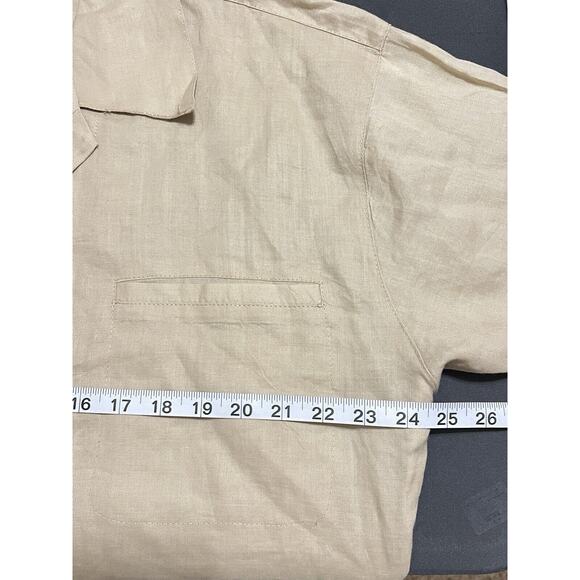 Mojito Linen Shirt Men’s 2XL Tan Square Button Short Sleeve Camp Beach Vacation - Picture 3 of 5